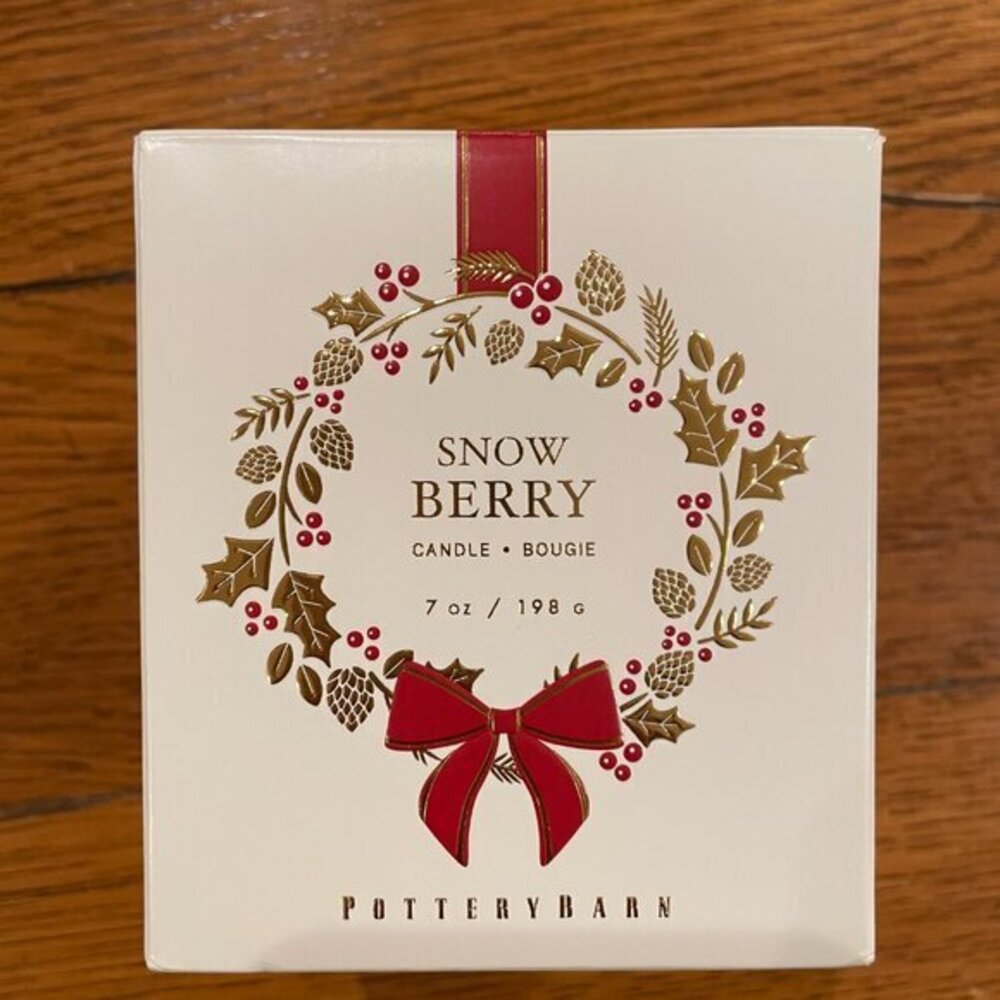 NWT Pottery Barn Snow Berry Candle With Box 7oz